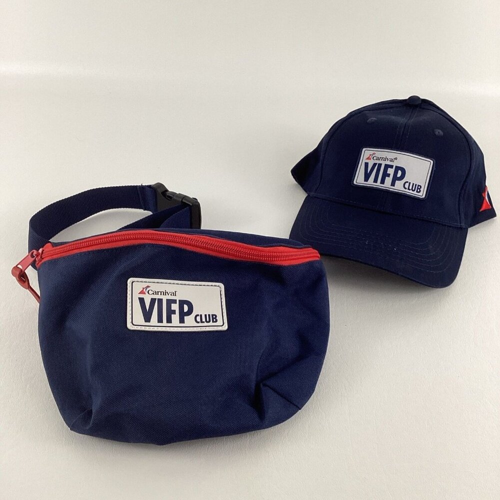 Carnival Cruise Lines Souvenir VIFP Hat Ball Cap Fanny Pack Belt Bag Adjustable